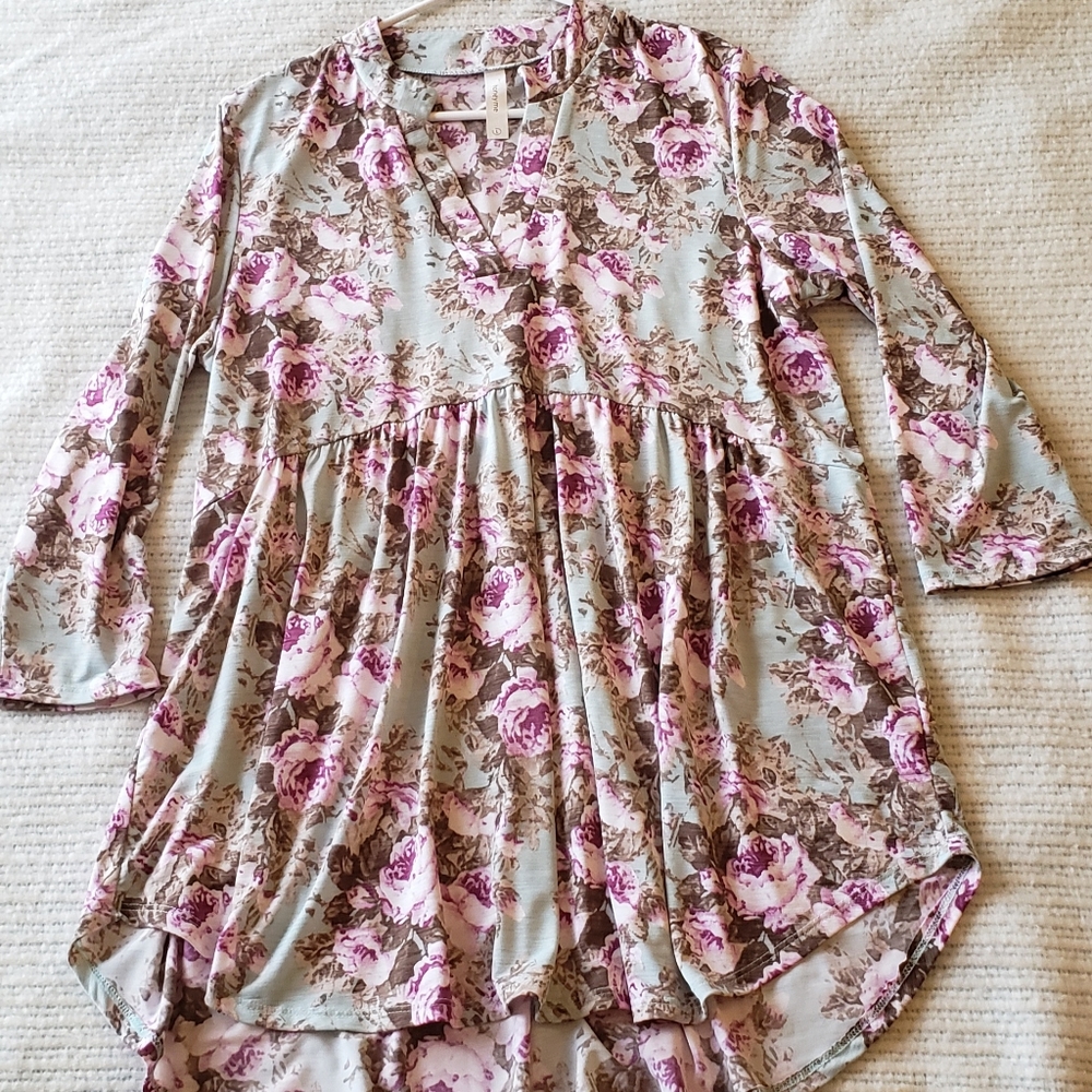 Flowered Print High Waisted Blouse